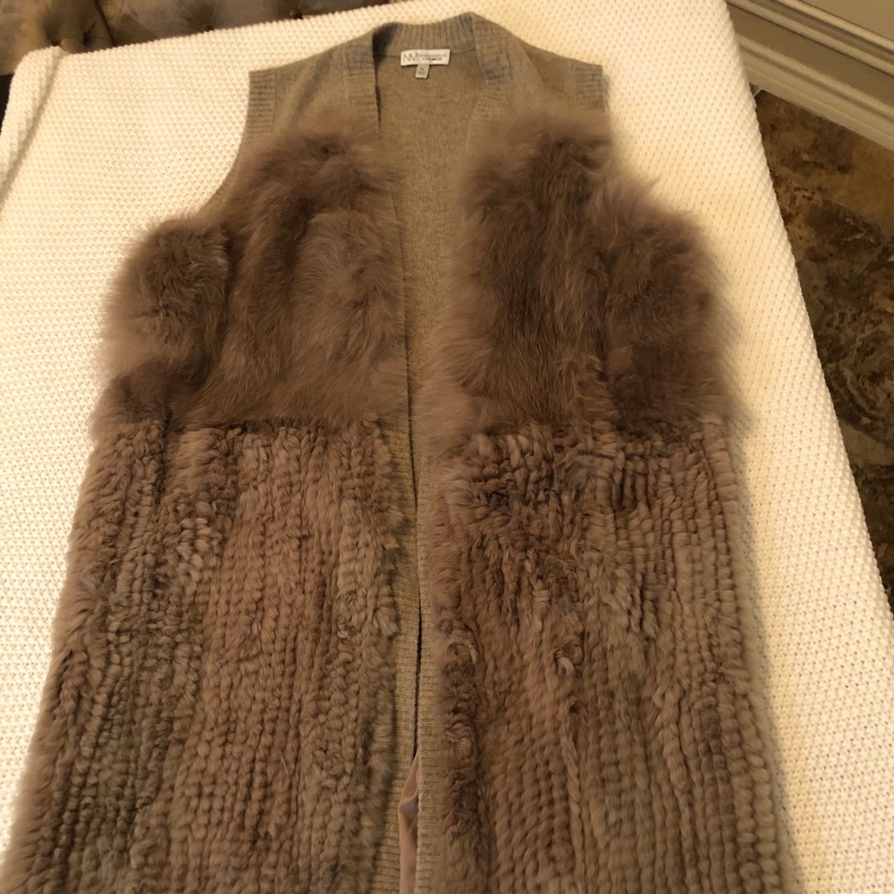 Beige Cashmere, Fox & Woven Rabbit Hair Vest